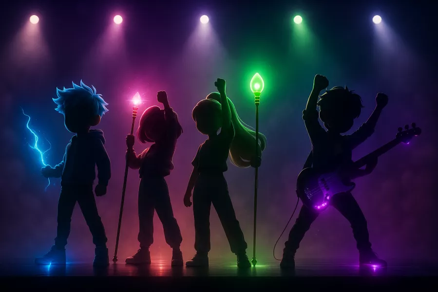 silouette band dancing K-Pop The Four Lights - Lotte Bluejay